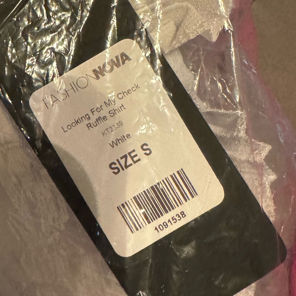 LOOKING FOR MY CHECK RUFFLE shirt white - Picture 2 of 5